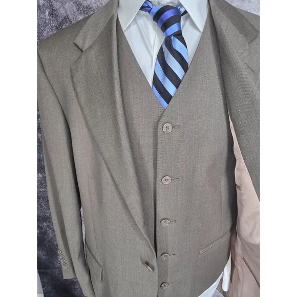 Oscar De La Renta 2 Piece Blazer Jacket & Vest‎Mens 42R Green Sports Coat Wool